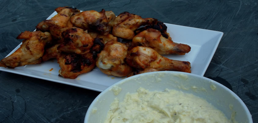 Spicy Buffalo Wings with a Blue Cheese Dip